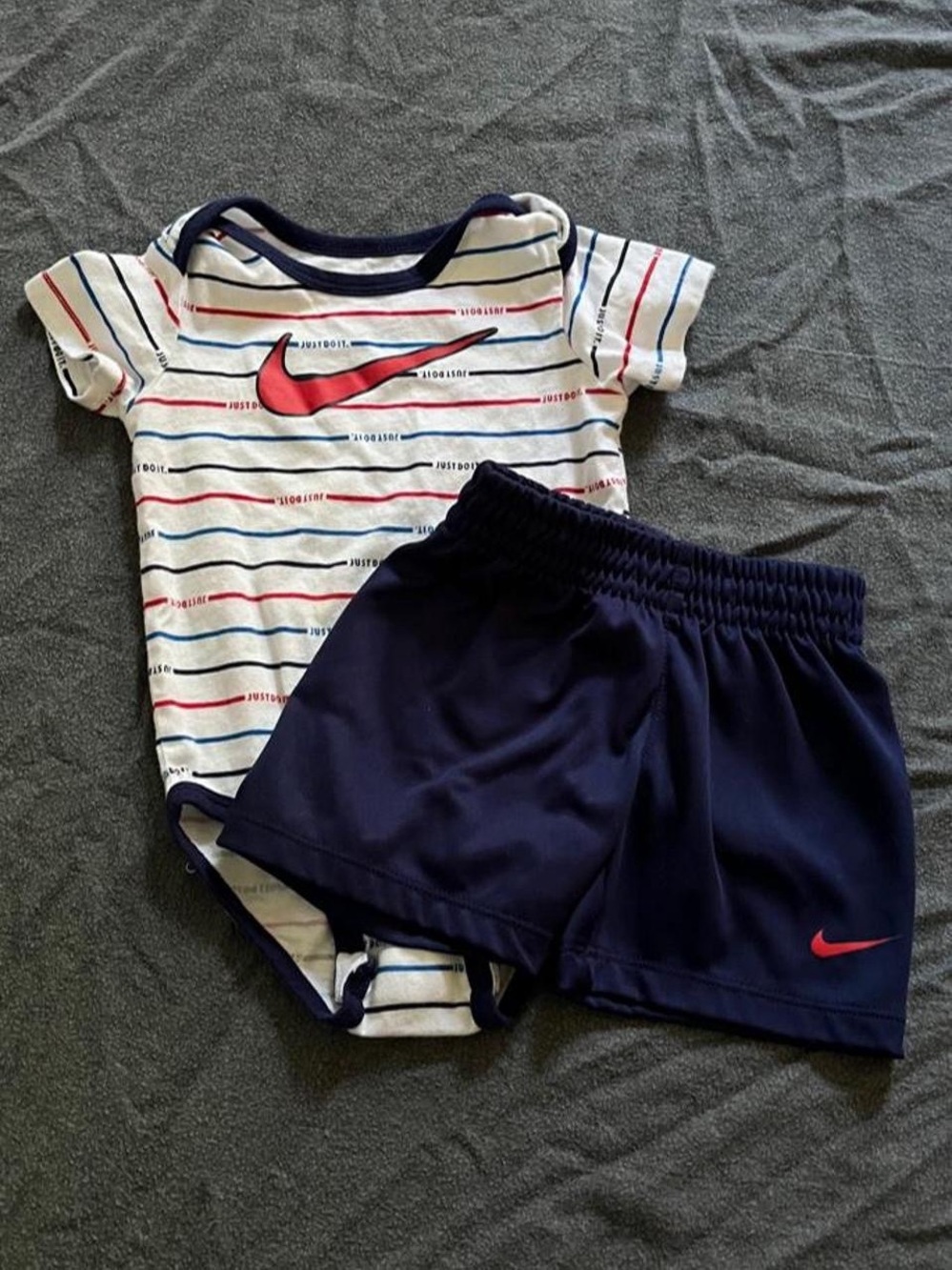 Nike baby boy bodysuit and shorts set.”Just do it”